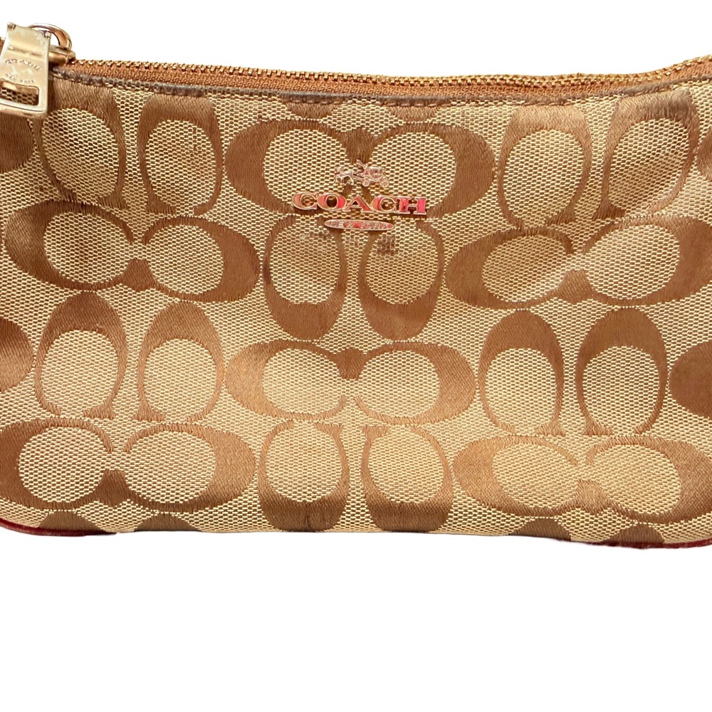 Coach Beige and Brown Signature Wristlet